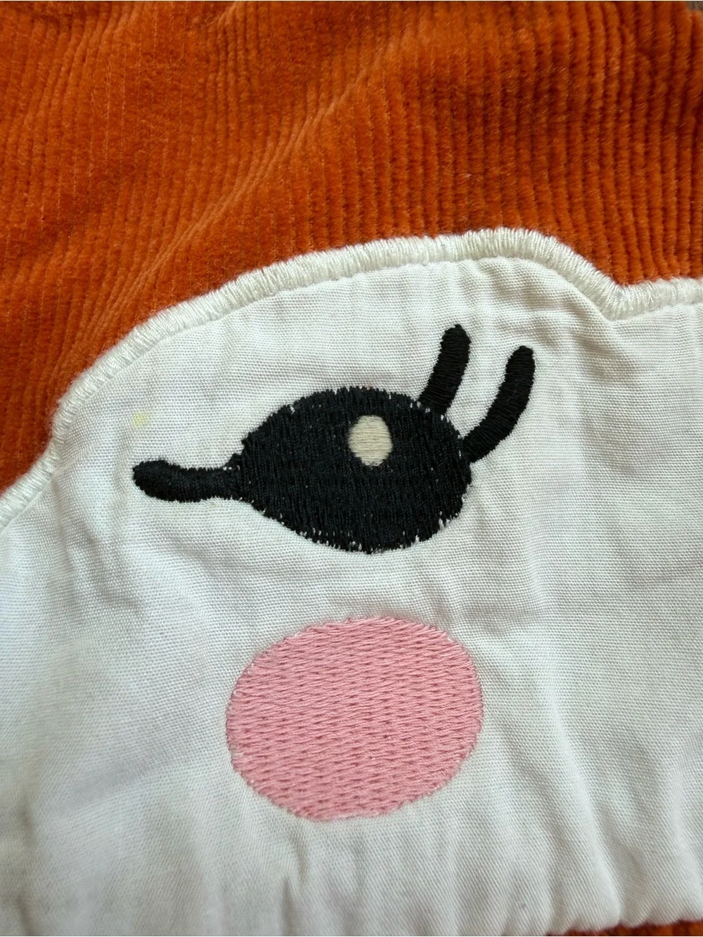 Gymboree Rust Orange Fox Applique Corduroy Dress Sz 6
